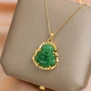 GREEN BUDHA NECKLACE  JADE